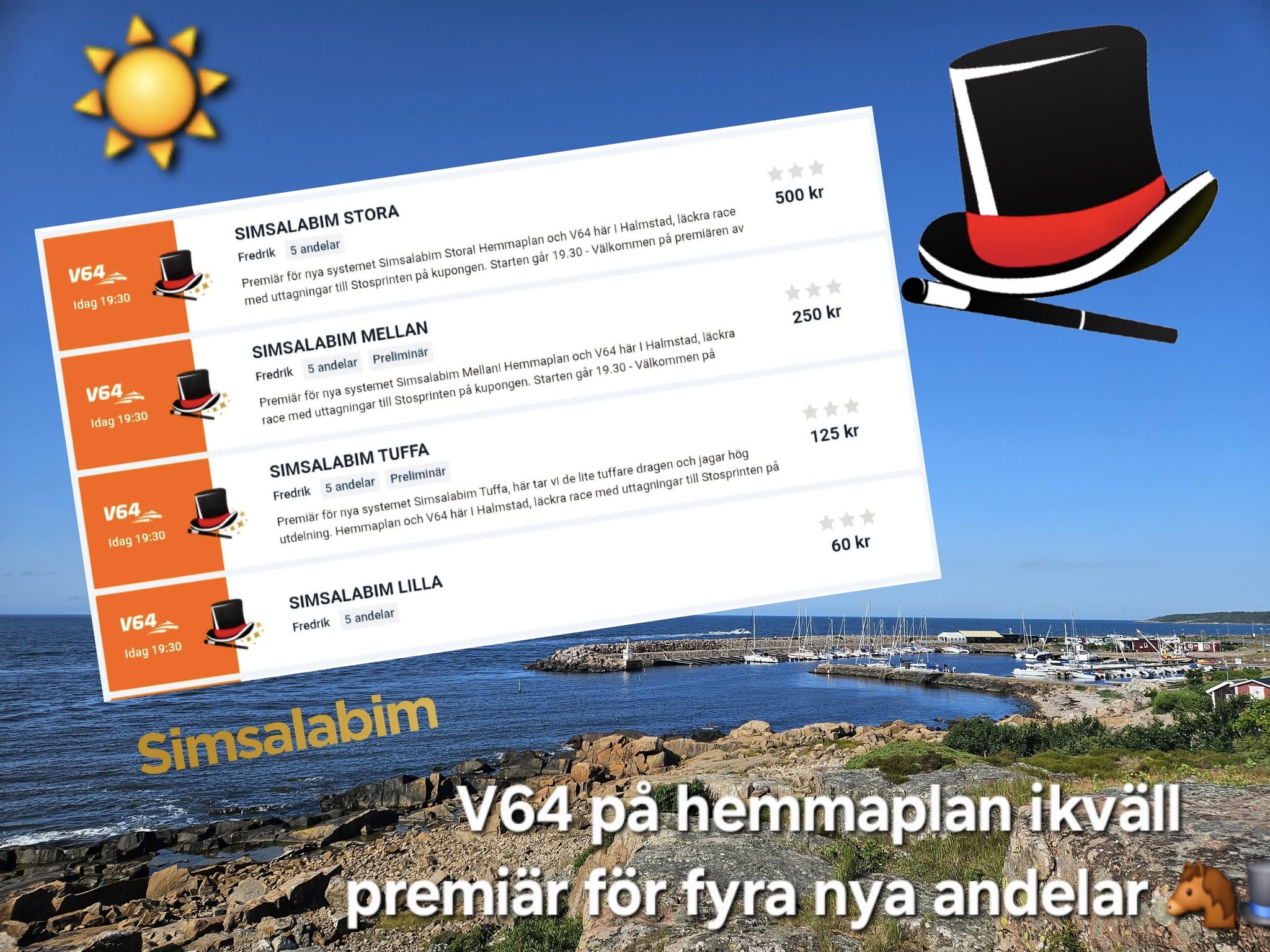 Premiär för fyra nya V64 andelar