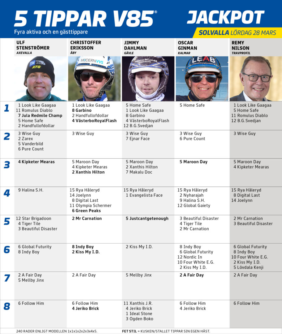 Bild “5 Tippar V85 Jackpot Solvalla”