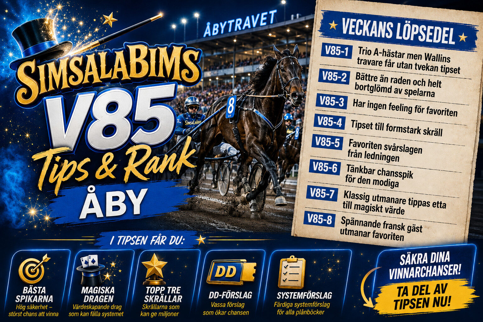 Simsalabims V85 tips Åby 9 maj – 44 miljoner jackpot