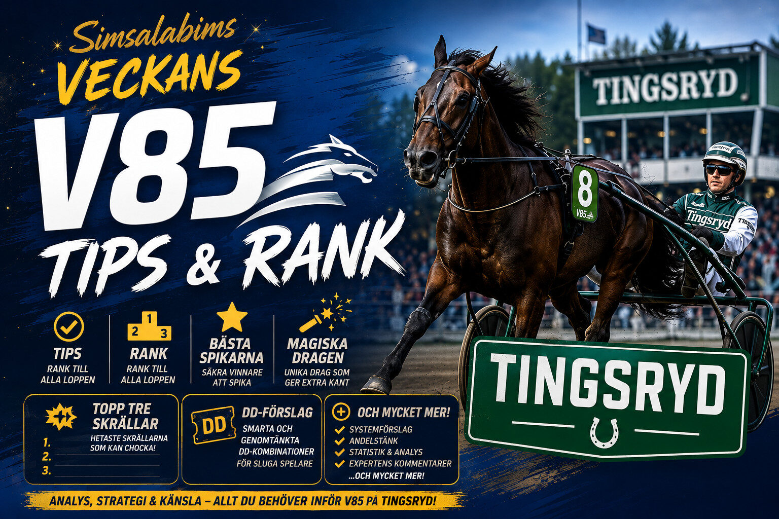 V85 tips och rank Tingsryd 16 maj